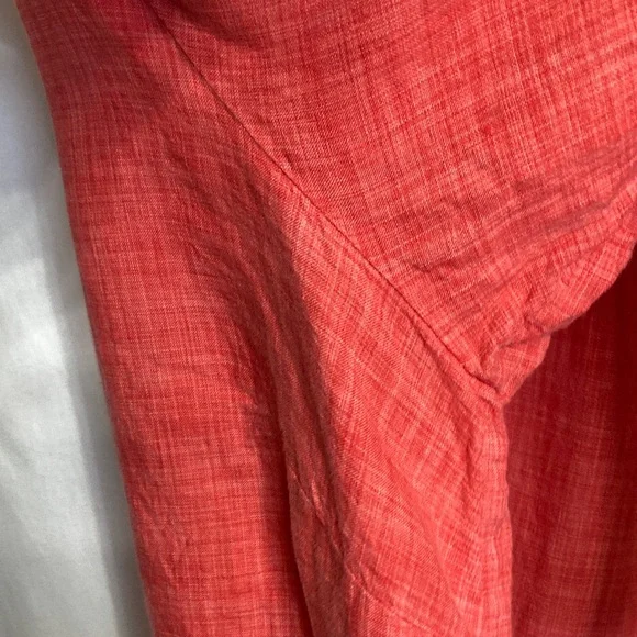 J. Jill 100% Linen Coral Button-Up Top Mandarin Collar Lightweight Knot Button - Picture 9 of 13
